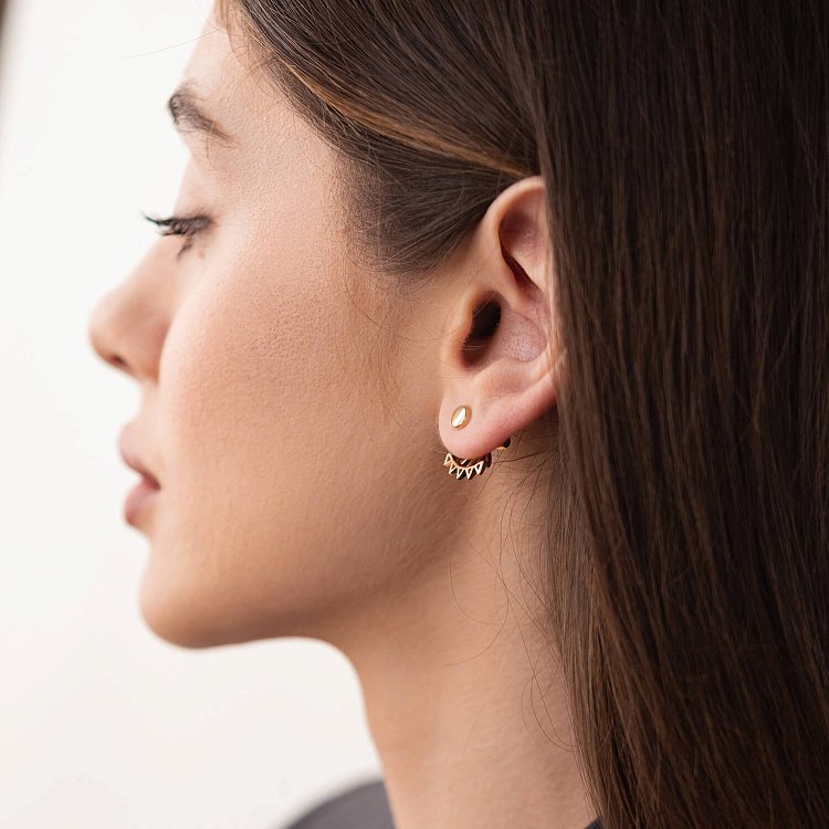 Сережки - джекети "Фріда" у жовтому золоті с07931 від ювелірного магазину Онікс - 3