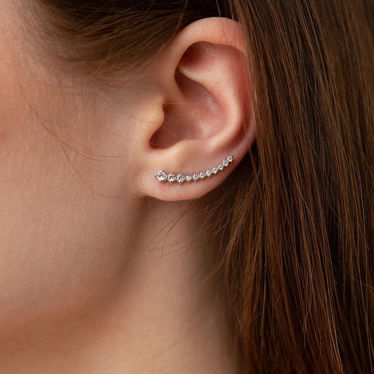 Сережки - клаймбери "Оригінальність" у білому золоті с09341 від ювелірного магазину Онікс - 3