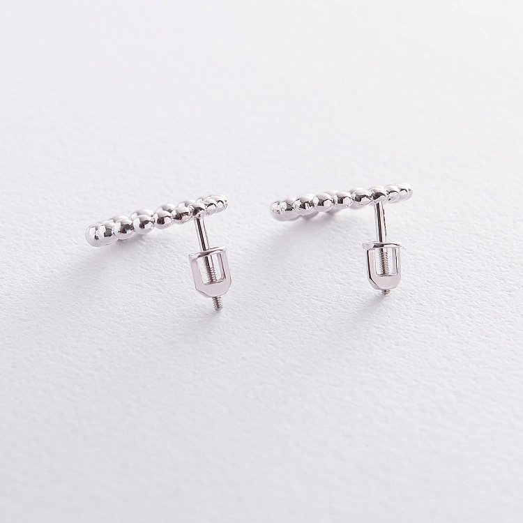 Серьги - пусеты "Легкость" в белом золоте с06912 от ювелирного магазина Оникс - 6