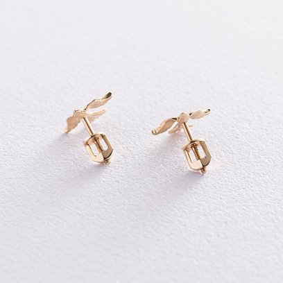Сережки - пусети "Пташки" в жовтому золоті с06923 №3