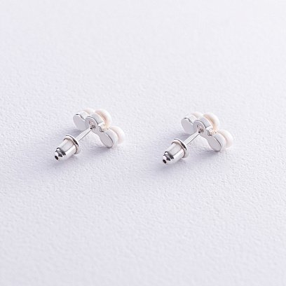 Срібні сережки - пусети "Джейн" з перлами 123233 №6