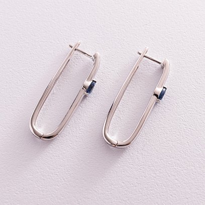 Серебряные серьги "Бриана" (синие фианиты) 123132 №3