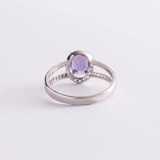 Серебряное кольцо с аметистом и фианитами 1351/1р-AMET №5