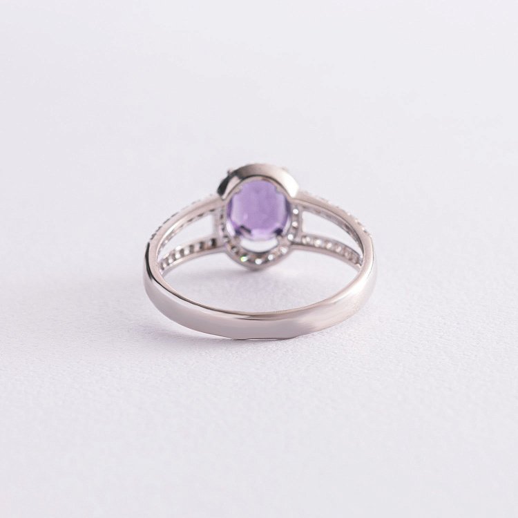 Серебряное кольцо с аметистом и фианитами 1351/1р-AMET от ювелирного магазина Оникс - 4