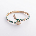 Жесткий браслет "Змея" в желтом золоте (фианиты, эмаль) б05170 от ювелирного магазина Оникс - 2