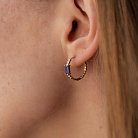 Золоті сережки - кільця " Аннабель" з синіми фіанітами с08498 от ювелирного магазина Оникс - 3
