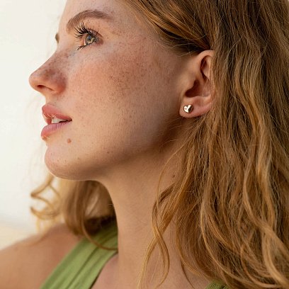 Золотые серьги-пусеты "Сердечки" с06050 №5