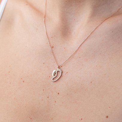 Золотое колье "Ножки матери и младенца" (фианиты) кол01363 №2