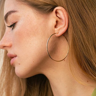 Сережки - кільця в жовтому золоті (5.3 см) с08770