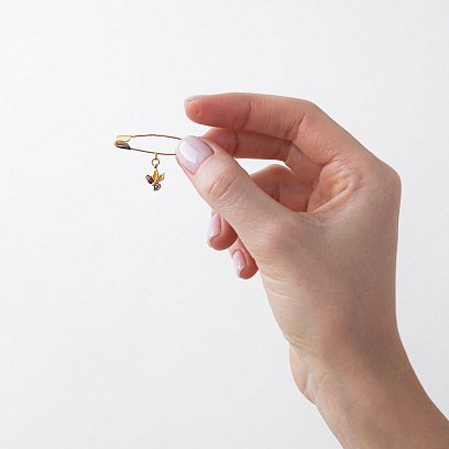 Золотая детская булавка "Пчелка" с эмалью зак00144 №2