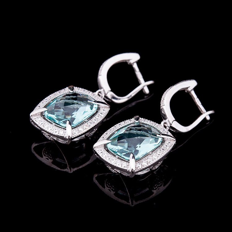 Сережки з блакитними фіанітами с25 від ювелірного магазину Онікс - 1