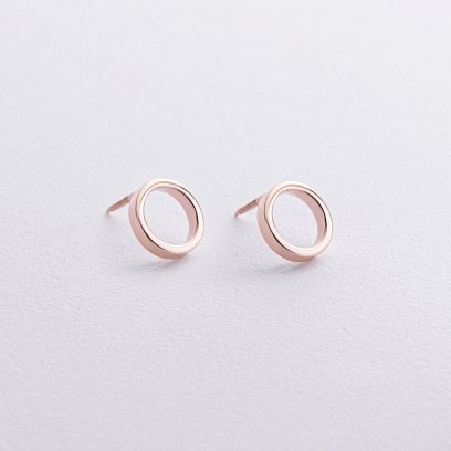 Сережки - пусети "Кругообіг" у червоному золоті с08306 №9