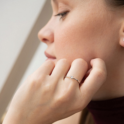 Заручальна золота каблучка "Сердечко" з діамантом кб0635ca №4