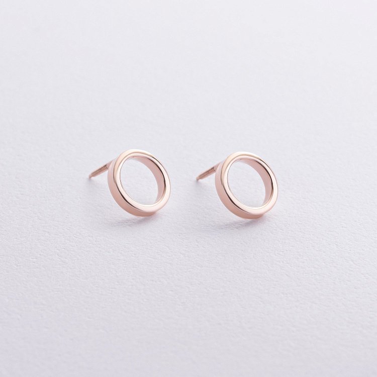 Сережки - пусети "Кругообіг" у червоному золоті с08306 від ювелірного магазину Онікс - 8