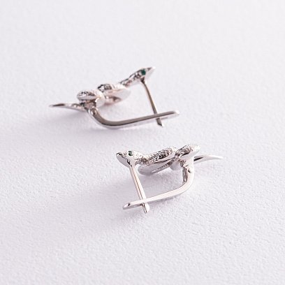 Серьги "Змеи" в белом золоте с07941 №2