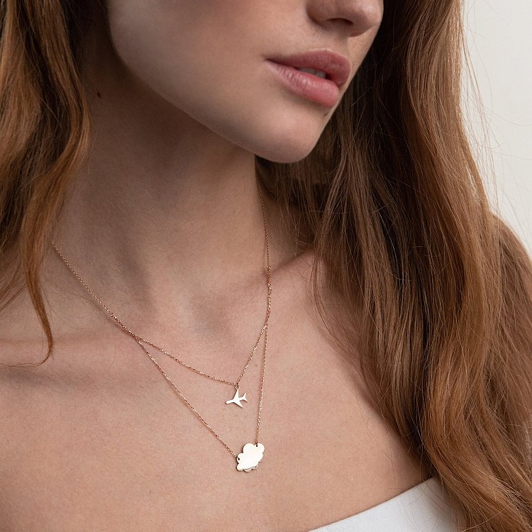 Колье "Полет над облаками" в красном золоте (возможна гравировка) кол01882 от ювелирного магазина Оникс