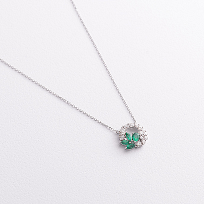 Золоте кольє зі смарагдами і діамантами колб0181ca №2