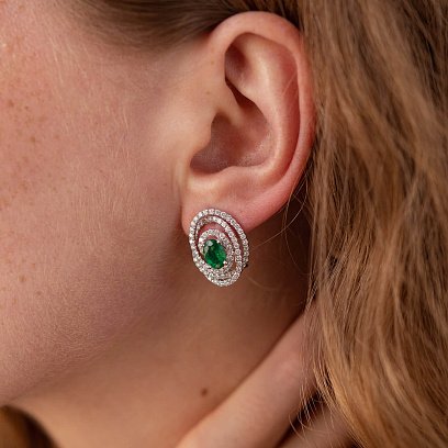 Золоті сережки зі смарагдами і діамантами doubs654 №2