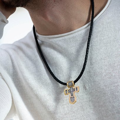 Срібний хрест "Розп'яття Христове.Свята Трійця. Свт. Микола Чудотворець. Мч. Трифон. Три святителя. Ікона Божої матері" Толгская ". Ангел Хранитель. Прп. Сергій Радонезький. Свт. Спиридон Тріміфунский" 132971 №4