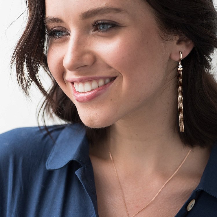 Висячие серьги из красного золота с06319 от ювелирного магазина Оникс - 3