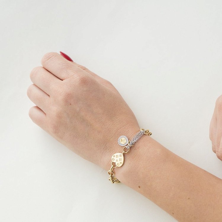 Золотий браслет "LV" (фіаніти) б02341 від ювелірного магазину Онікс - 2