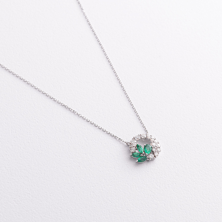 Золоте кольє зі смарагдами і діамантами колб0181ca від ювелірного магазину Онікс - 1