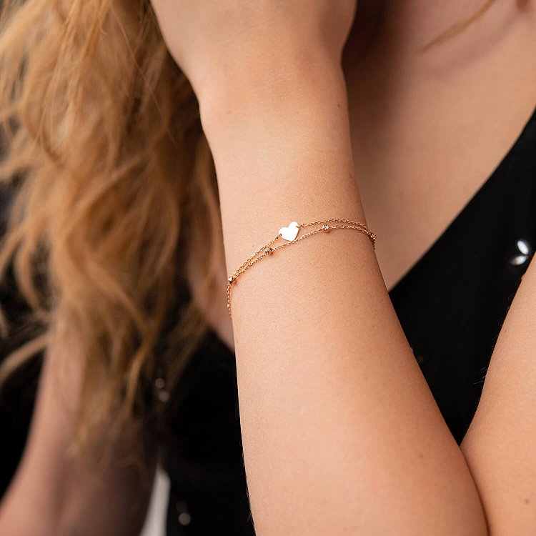 Подвійний золотий браслет "Сердечко" б05094 від ювелірного магазину Онікс - 3