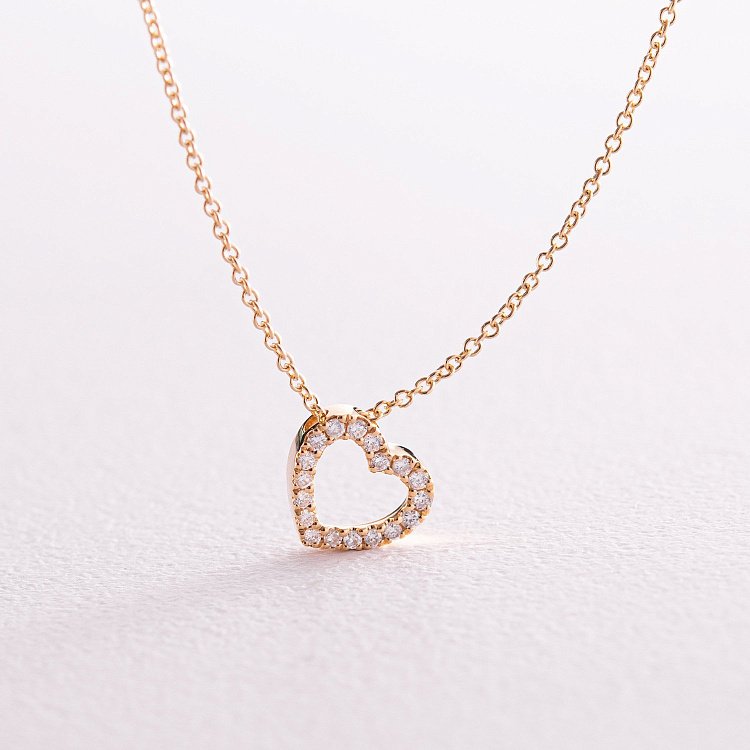 Золоте кольє "Сердечко" з діамантами колб0079ca від ювелірного магазину Онікс