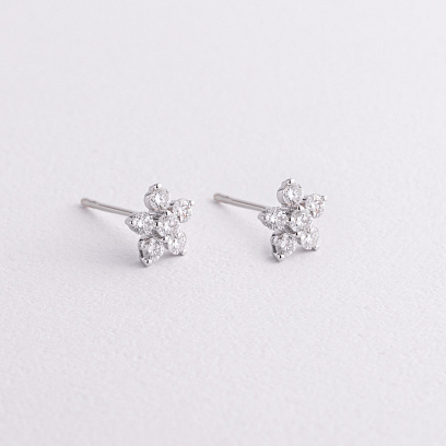 Золотые серьги - пусеты "Цветочки" (бриллианты) сб0611mi