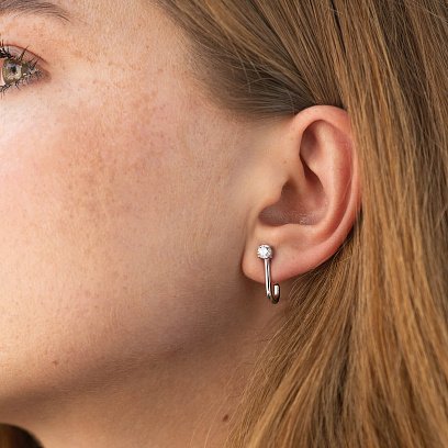 Серьги - пусеты "Rita" с фианитами (белое золото) с09061 №2