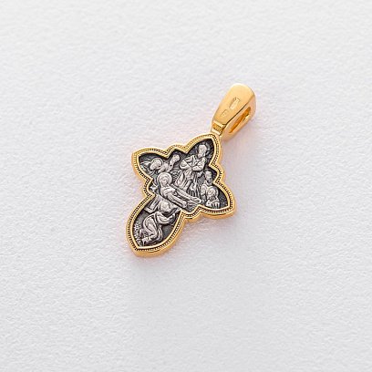 Серебряный крест "Спас Нерукотворный. Успение Божией Матери" 132466 №3