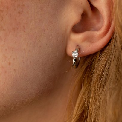 Серебряные серьги - кольца с фианитами OR111310 №4