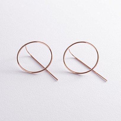 Сережки "Геометрія" у червоному золоті с07882 №2