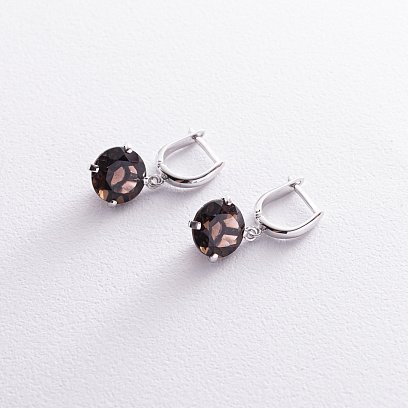 Золоті сережки "Захоплення" (димчастий кварц) с05218 №3