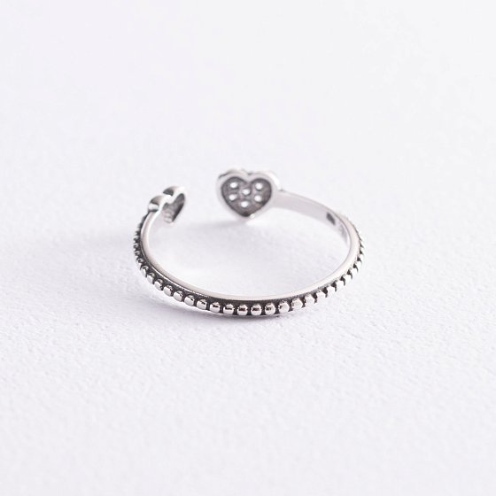 Серебряное кольцо "Сердечко" с фианитами 3886 №3
