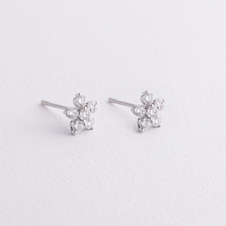 Золотые серьги - пусеты "Цветочки" (бриллианты) сб0611mi от ювелирного магазина Оникс