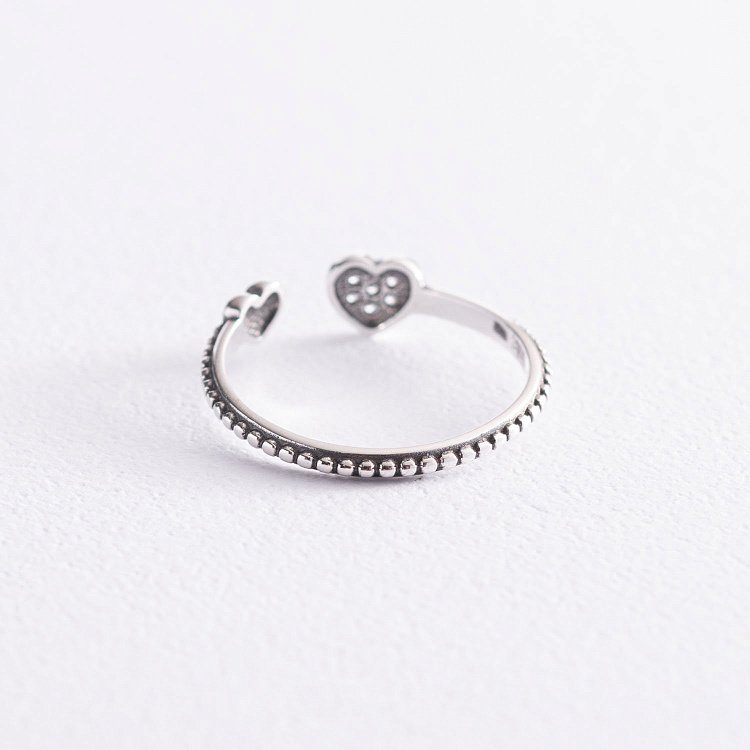 Серебряное кольцо "Сердечко" с фианитами 3886 от ювелирного магазина Оникс - 2