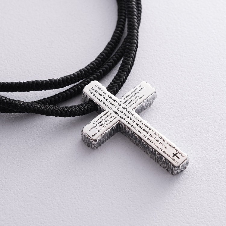 Православний срібний хрест "Отче наш" на шнурку 181272 від ювелірного магазину Онікс - 10