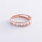 Золотое кольцо "Сердечки" с фианитами к07044 от ювелирного магазина Оникс