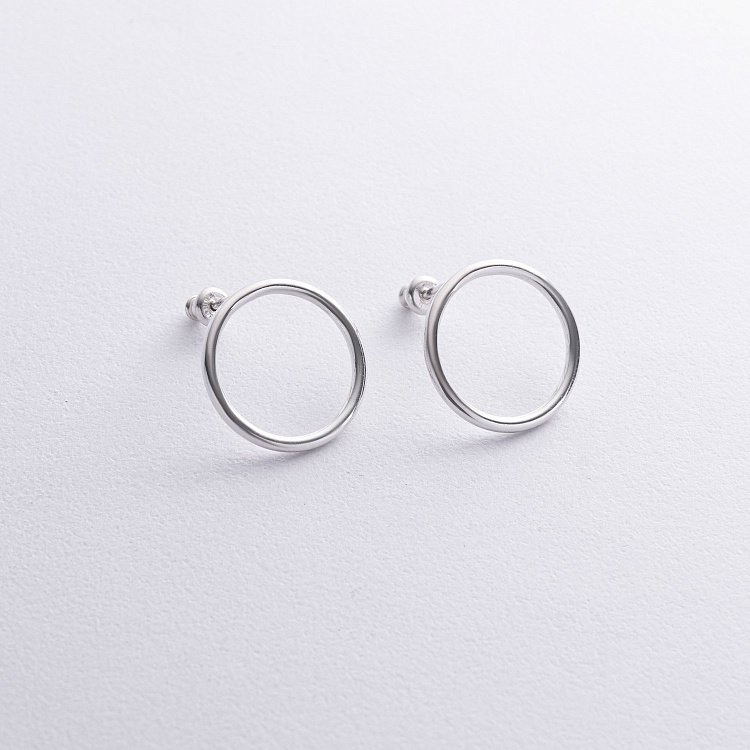 Серьги - пусеты Большой круговорот в серебре 1.9 см 122547 от ювелирного магазина Оникс - 11