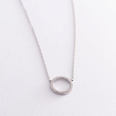 Серебряное колье "Круговорот" с фианитами 181097 №6