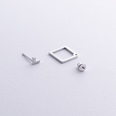 Срібні сережки - джекети "Ромби"  123122 №4