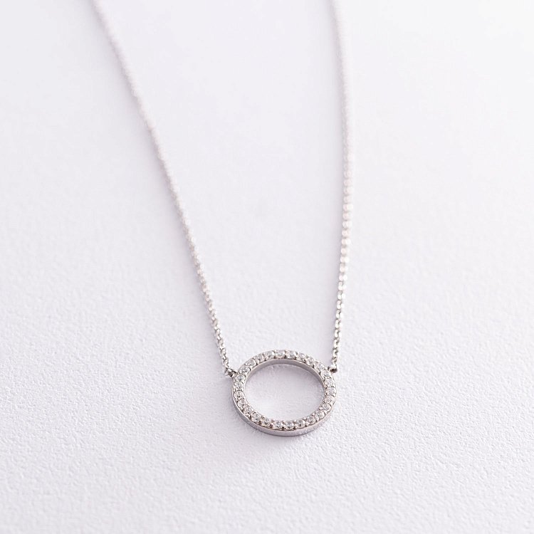 Серебряное колье "Круговорот" с фианитами 181097 от ювелирного магазина Оникс - 5