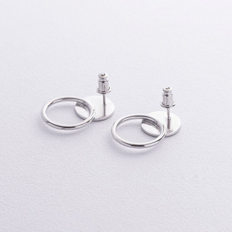 Срібні сережки-пусети "Кружечки" 122574 від ювелірного магазину Онікс - 6