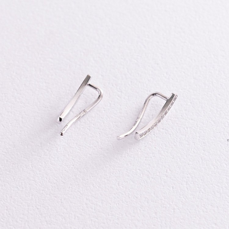 Золотые серьги - клаймберы (бриллианты) 102-10065b от ювелирного магазина Оникс - 3