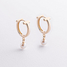 Сережки - кільця "Tina" з перлами (жовте золото) с09630 от ювелирного магазина Оникс