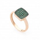 Золотое кольцо с зелеными фианитами к05727 от ювелирного магазина Оникс - 2