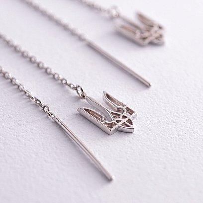 Сережки - протяжки "Герб України - Тризуб" у сріблі 123240 №3