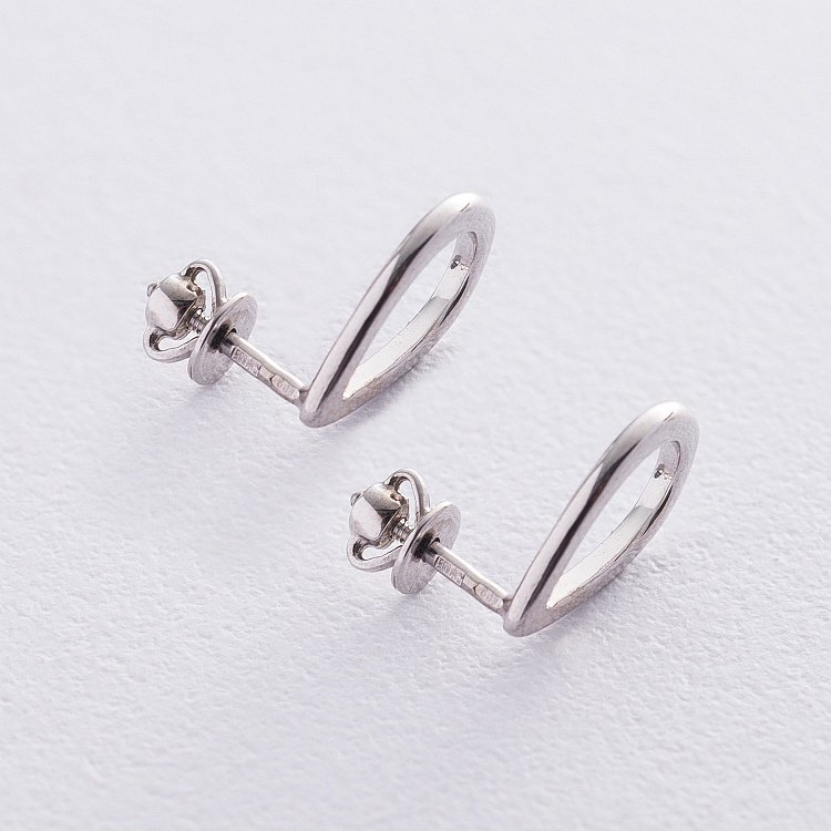 Серьги - пусеты "Капельки" в белом золоте с06411 от ювелирного магазина Оникс - 4