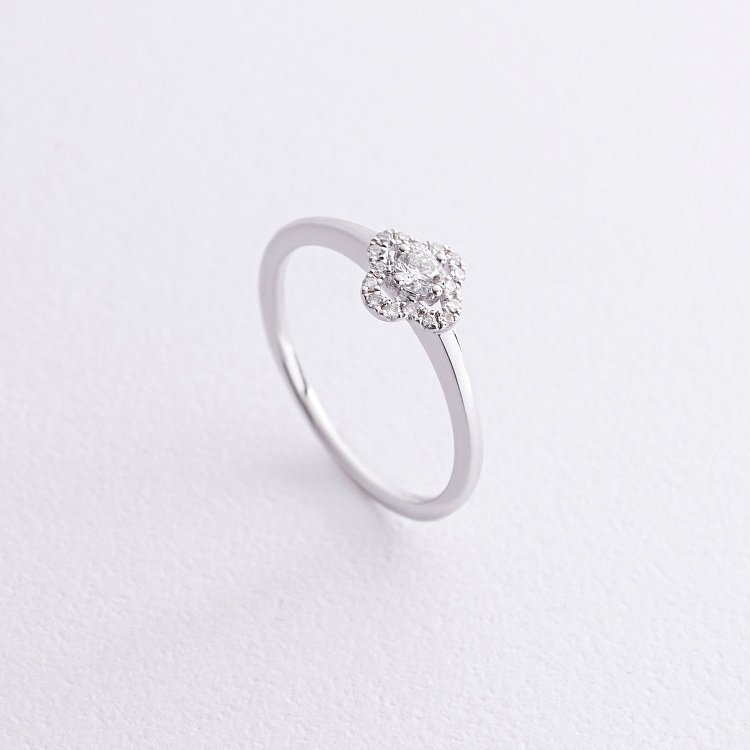 Золота каблучка "Конюшина" з діамантом кб0542ca від ювелірного магазину Онікс